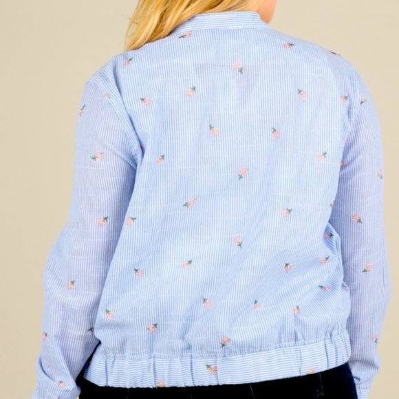 FLORAL EMBROIDERED STRIPED JACKET - Picture 2 of 2